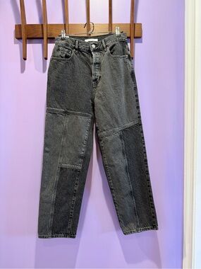 pacsun patchwork black high rise straight leg jeans 26